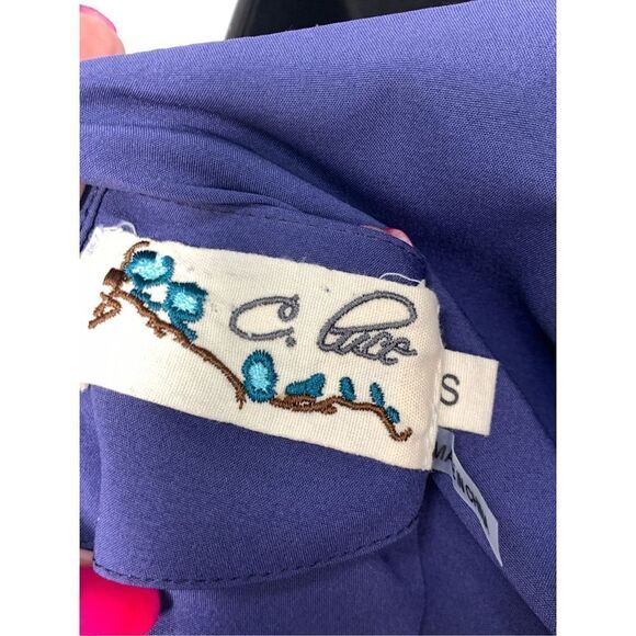 C. Luce Short Cold Shoulder Tie Waist Cut Out Back Mini Dress Blue Size Small - Picture 6 of 9